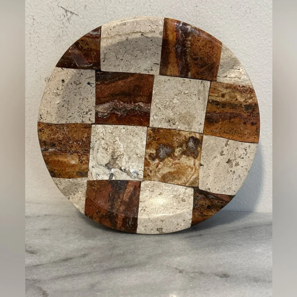 Rare Checkered Stone/ marble ash tray